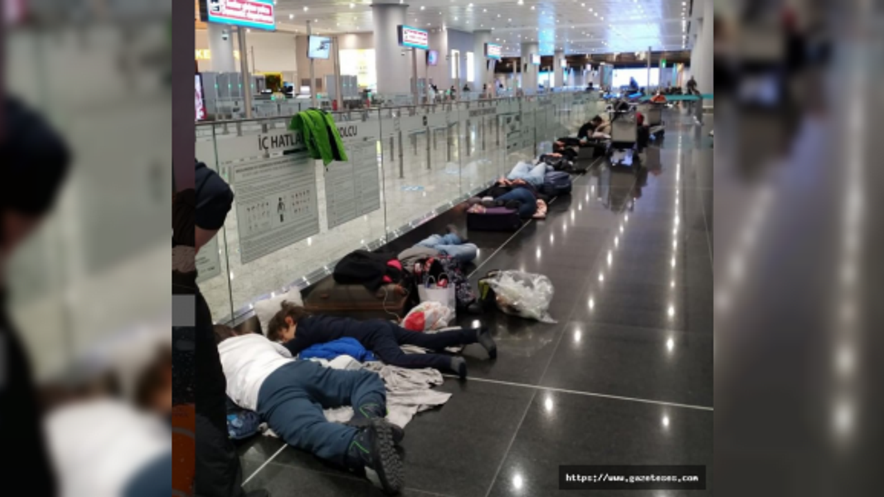 İstanbul Hava Limanı'nda yolcuların sefaleti... Yerlerde uyudular
