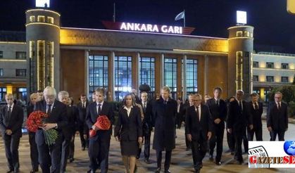 EU ambassadors leave red cloves at bomb-struck Ankara train station