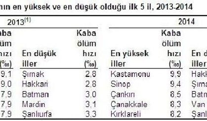 Türkiye'de ölüm sayısı ve ölüm hızı 2014 yılında yükseldi (2)