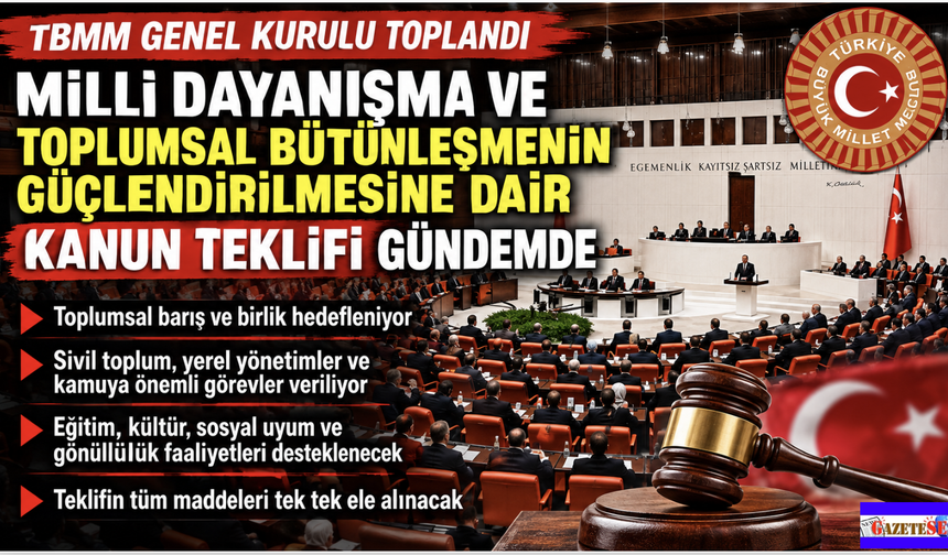 TBMM Genel Kurulu’nda “Çerçeve Yasa” mesaisi: Milli Dayanışma ve Toplumsal Bütünleşme Teklifi gündemde